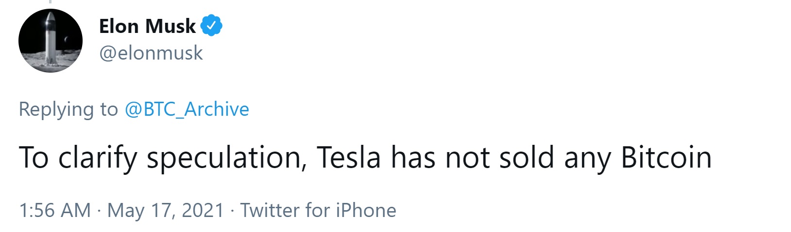 Elon Musk révèle que `` Tesla n'a vendu aucun Bitcoin ''